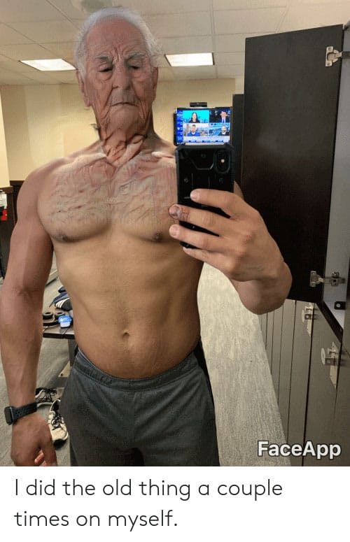 A man using Faceapp filter to see how he would look like when he is old