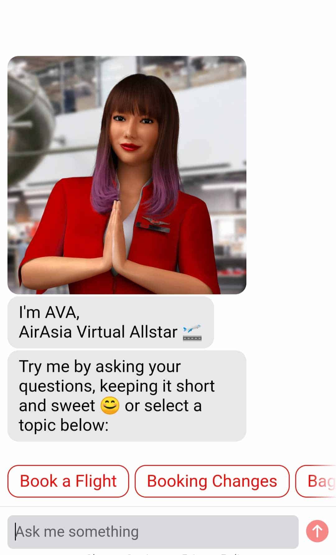 AVA, Airasia's virtual assistant bot