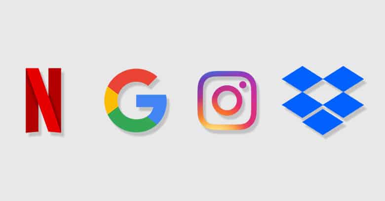 netflix, google, instagram, dropbox logo with grey background